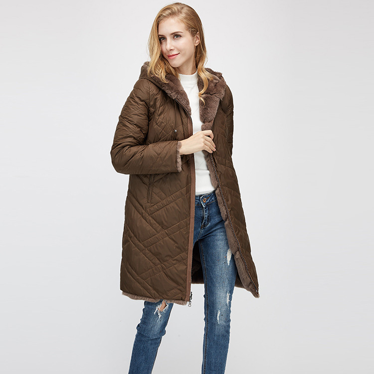 Hooded Reversible Rex Rabbit Fur Jacket with Down Filled 960 Details 17