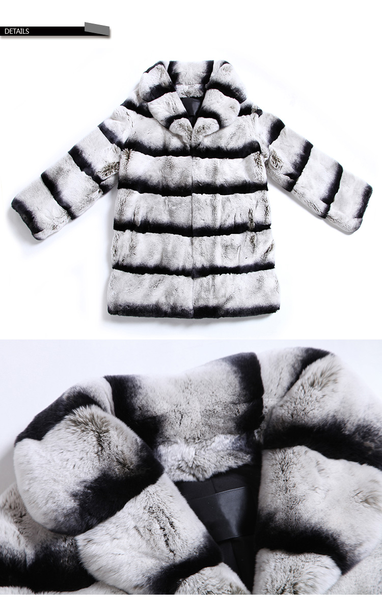 Rex Rabbit Fur Coat with Chinchilla Look SKU-jarr18 Details a