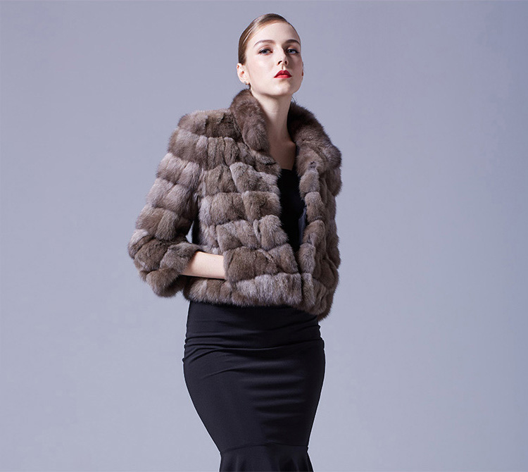Sable Fur Cropped Jacket 051 Details 6