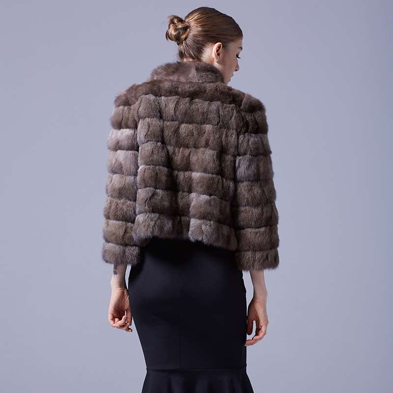 Sable Fur Cropped Jacket 051 Details 3