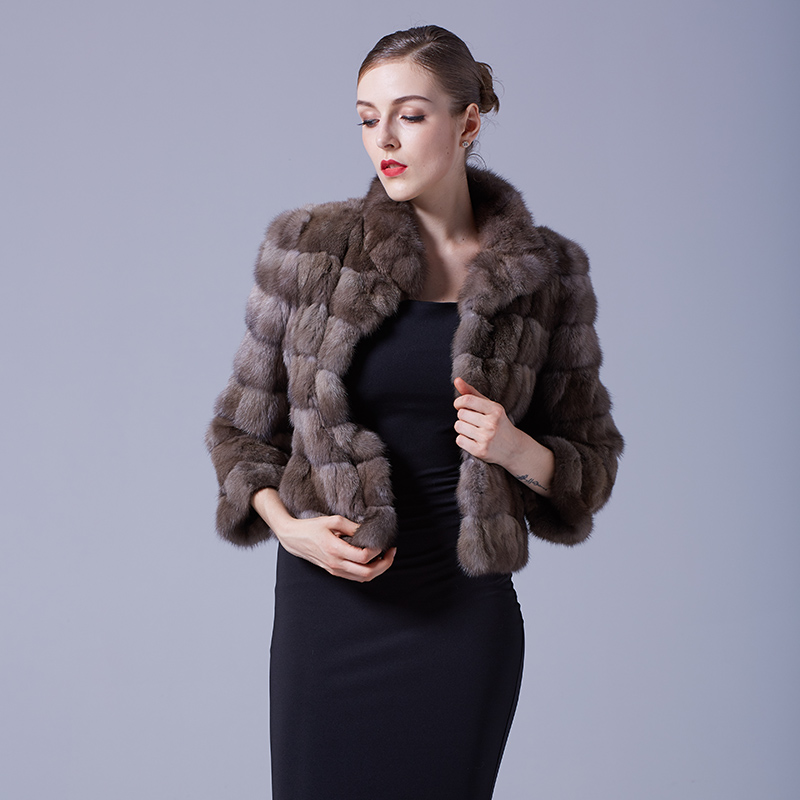 Sable Fur Cropped Jacket 051 Details 2