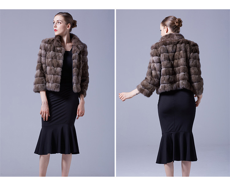 Sable Fur Cropped Jacket 051 Details 5