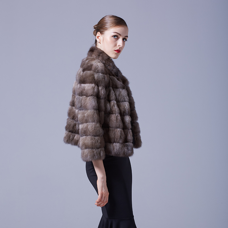 Sable Fur Cropped Jacket 051 Details 4