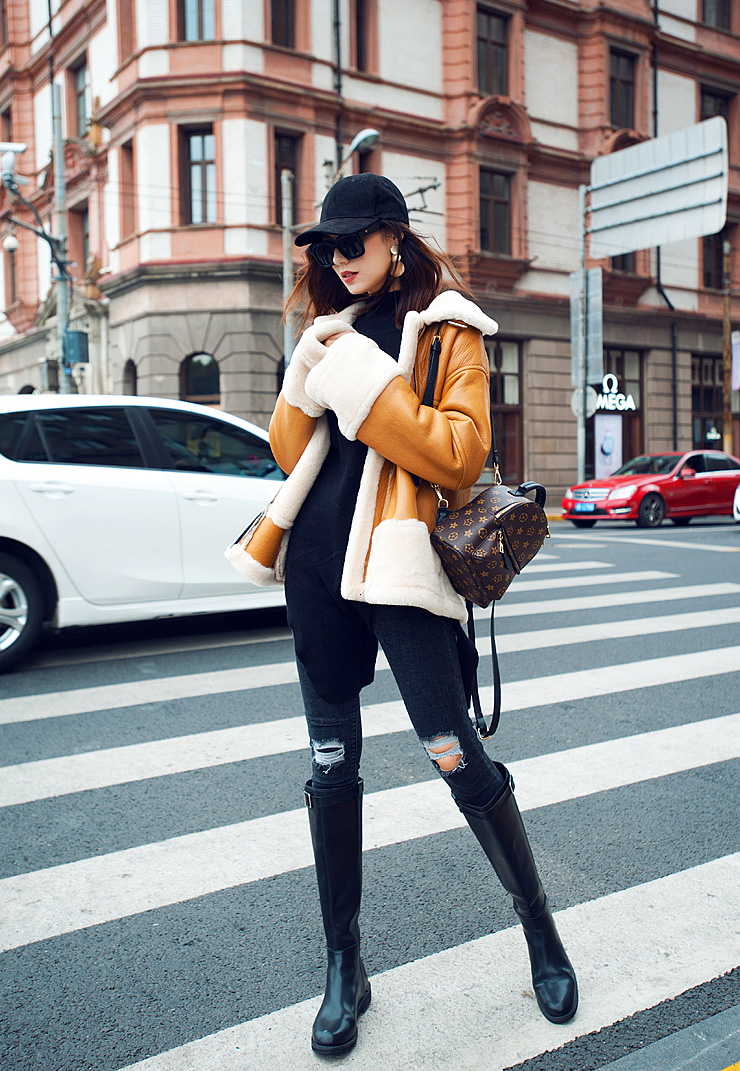 Merino Shearling Sheepskin Jacket 085 Details 6