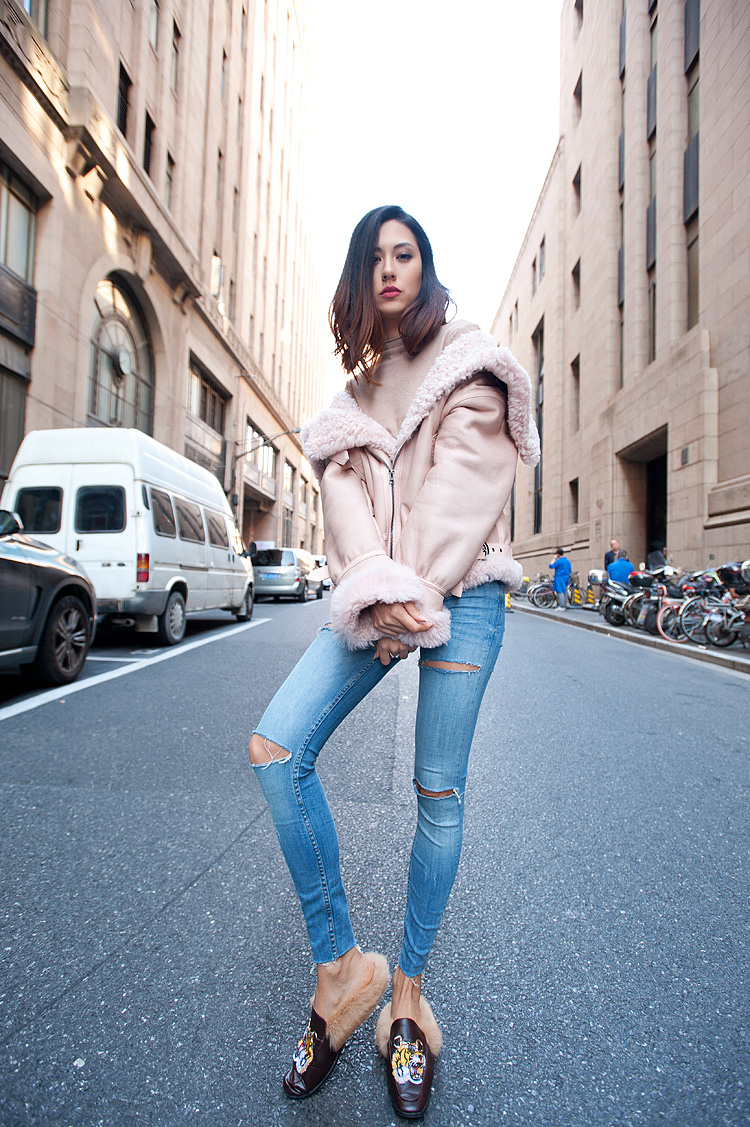 Merino Shearling Sheepskin Bomber Jacket 086 Details 2