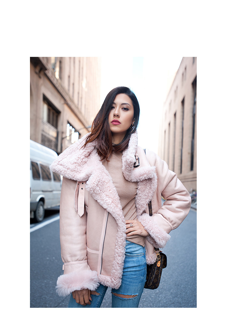 Merino Shearling Sheepskin Bomber Jacket 086 Details 1