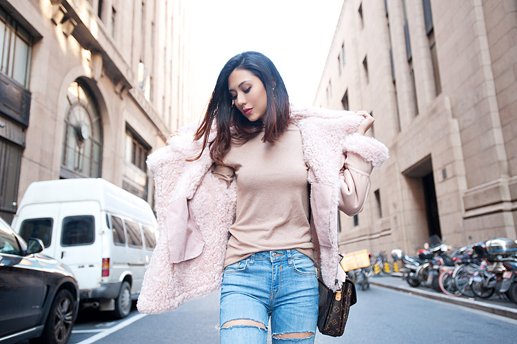 Merino Shearling Sheepskin Bomber Jacket 086 Details 5