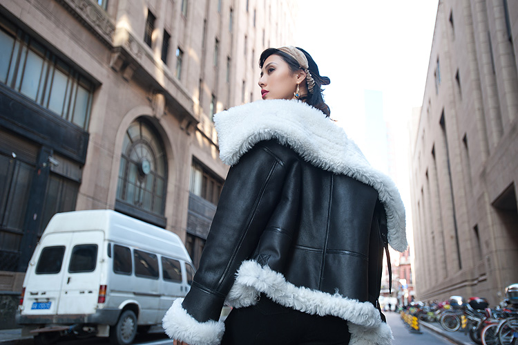 Merino Shearling Sheepskin Bomber Jacket 086 Details 27