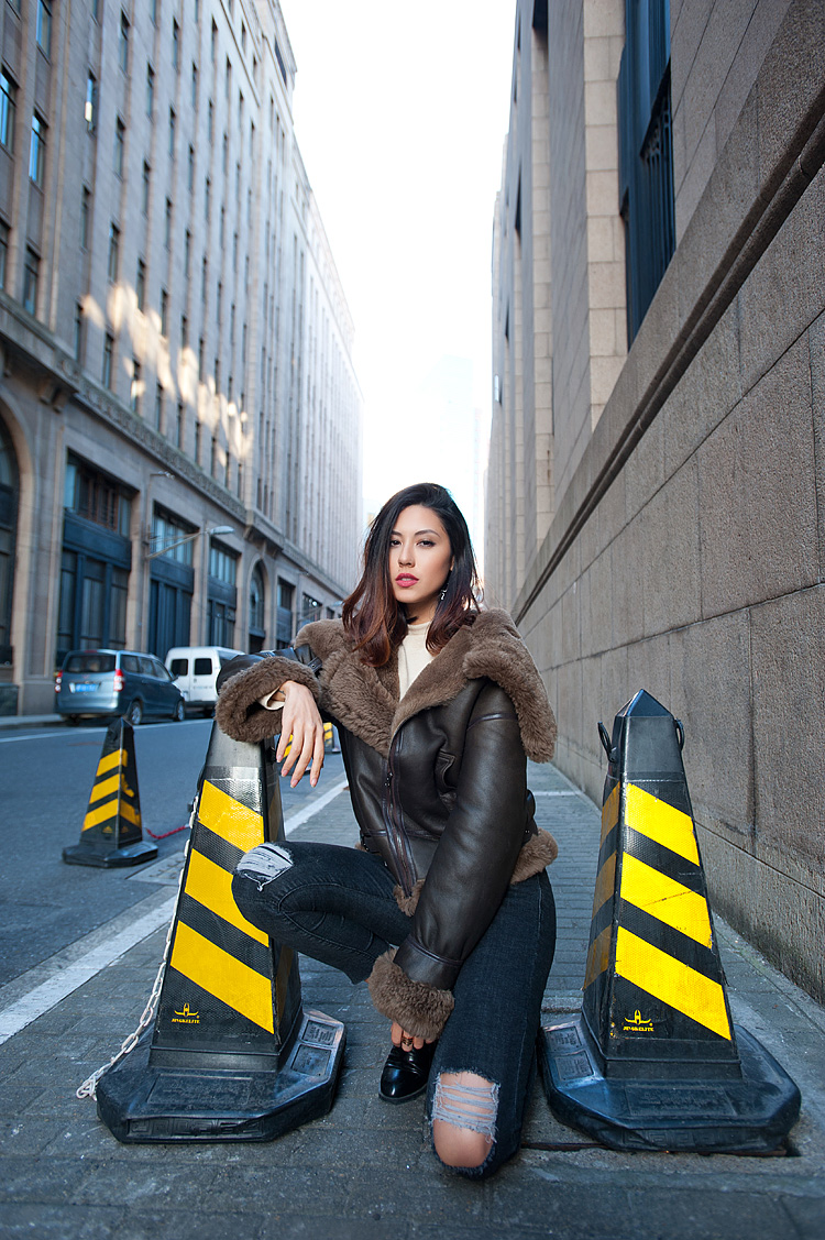 Merino Shearling Sheepskin Bomber Jacket 086 Details 23