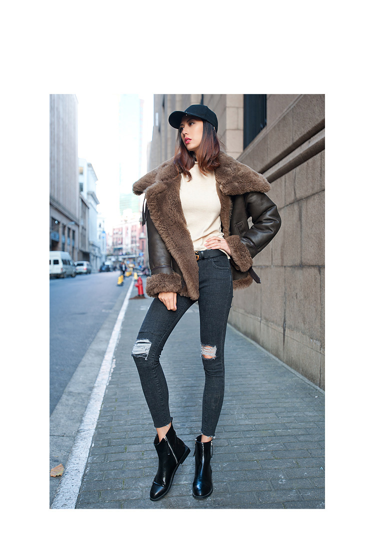 Merino Shearling Sheepskin Bomber Jacket 086 Details 19