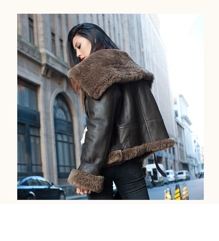 Merino Shearling Sheepskin Bomber Jacket 086 Details 18