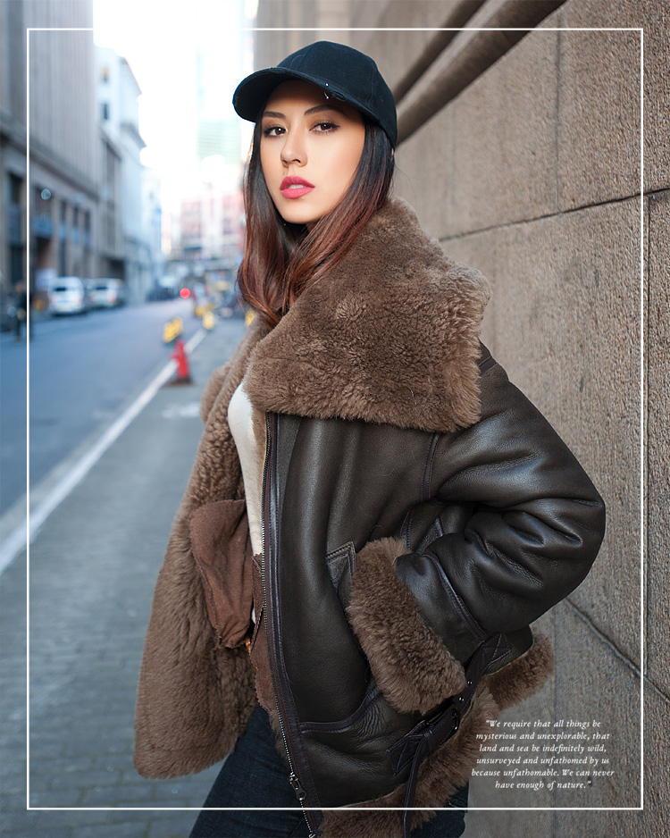 Merino Shearling Sheepskin Bomber Jacket 086 Details 21