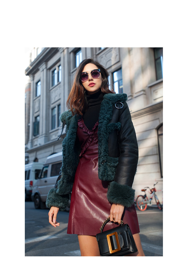 Merino Shearling Sheepskin Reversible Cropped Jacket 087b Details 1