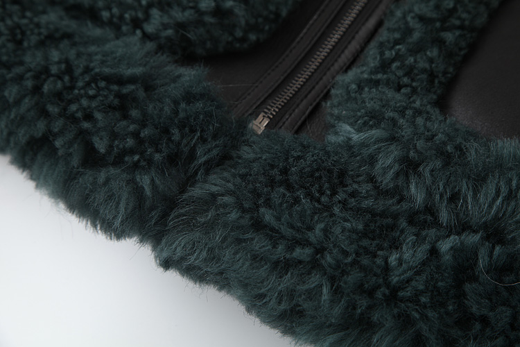 Merino Shearling Sheepskin Reversible Cropped Jacket 087b Details 10