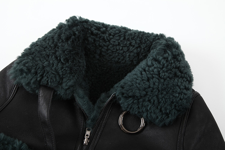 Merino Shearling Sheepskin Reversible Cropped Jacket 087b Details 7