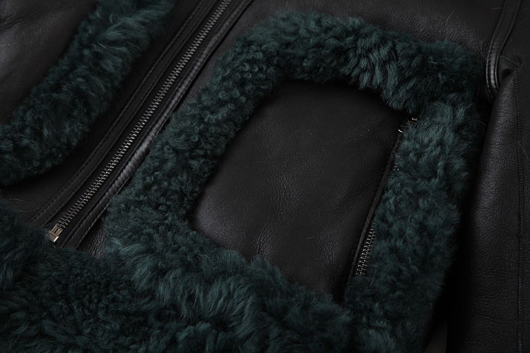 Merino Shearling Sheepskin Reversible Cropped Jacket 087b Details 8