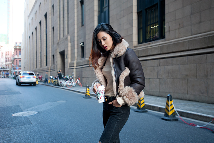 Merino Shearling Sheepskin Reversible Cropped Jacket 087c Details 5