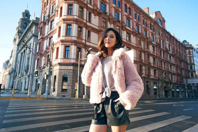 Merino Shearling Sheepskin Reversible Cropped Jacket 087p Details 1