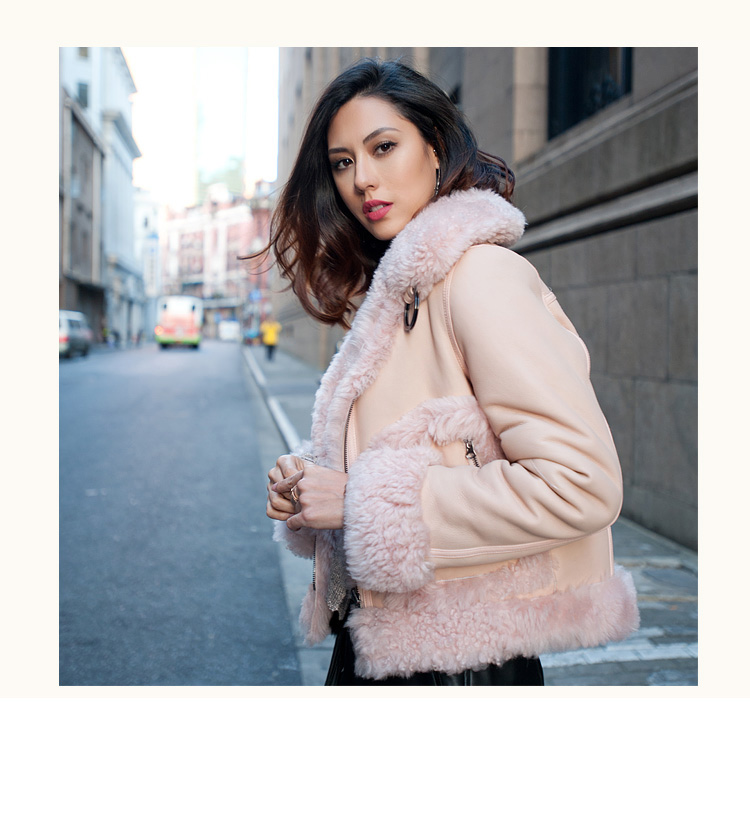 Merino Shearling Sheepskin Reversible Cropped Jacket 087p Details 5