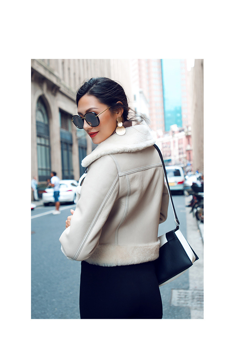 Shearling Sheepskin Cropped Jacket 088 Details 1