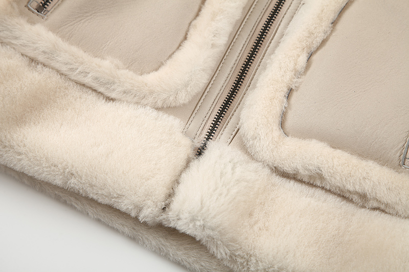 Shearling Sheepskin Cropped Jacket 088 Details 13