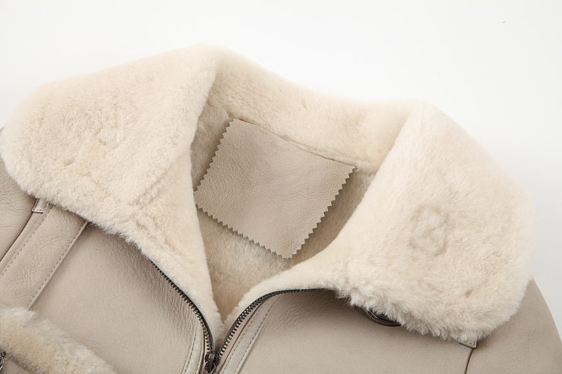 Shearling Sheepskin Cropped Jacket 088 Details 10