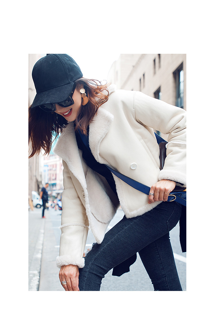 Merino Shearling Sheepskin Cropped Jacket 089 Details 7