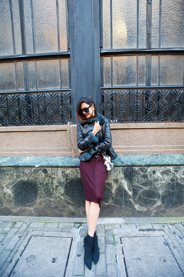 Shearling Sheepskin Biker Jacket 092 Details 9