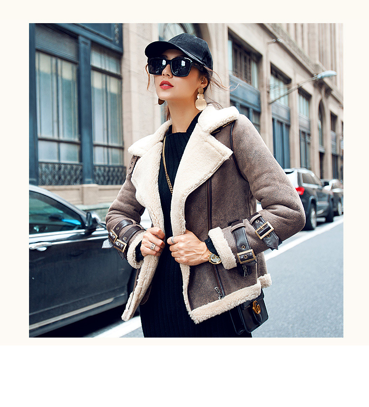 Shearling Sheepskin Biker Jacket 092 Details 1