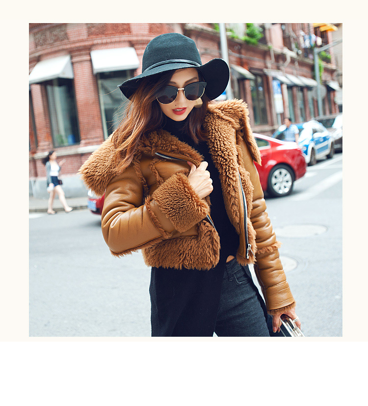 Merino Shearling Sheepskin Cropped Jacket 093 Details 4