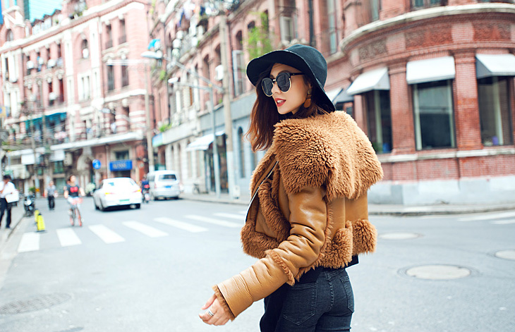 Merino Shearling Sheepskin Cropped Jacket 093 Details 8