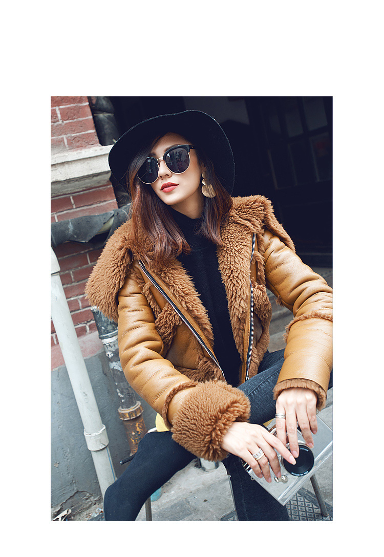 Merino Shearling Sheepskin Cropped Jacket 093 Details 1