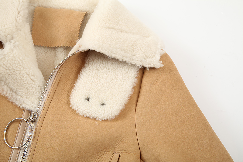 Merino Shearling Sheepskin Cropped Biker Jacket 094 Details 11