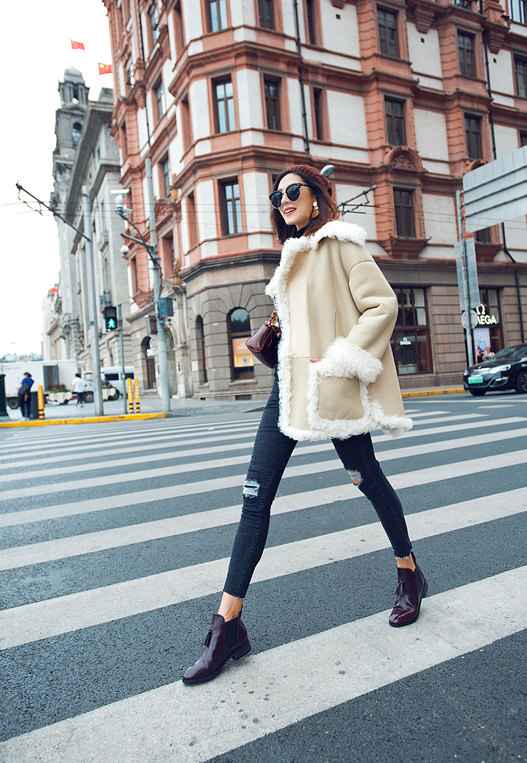 Merino Shearling Sheepskin Lamb Wool Jacket 096 Details 4
