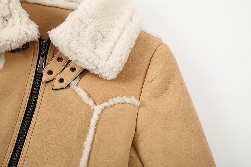 Merino Shearling Sheepskin Cropped Biker Jacket 102 Details 14