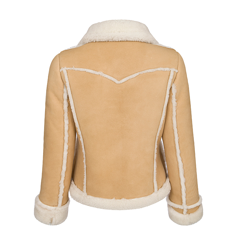 Merino Shearling Sheepskin Cropped Biker Jacket 102 Details 21