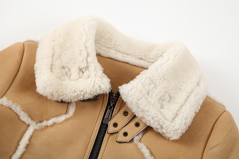 Merino Shearling Sheepskin Cropped Biker Jacket 102 Details 12