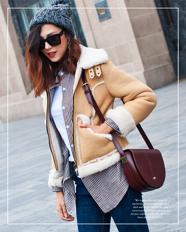 Merino Shearling Sheepskin Cropped Biker Jacket 102 Details 3