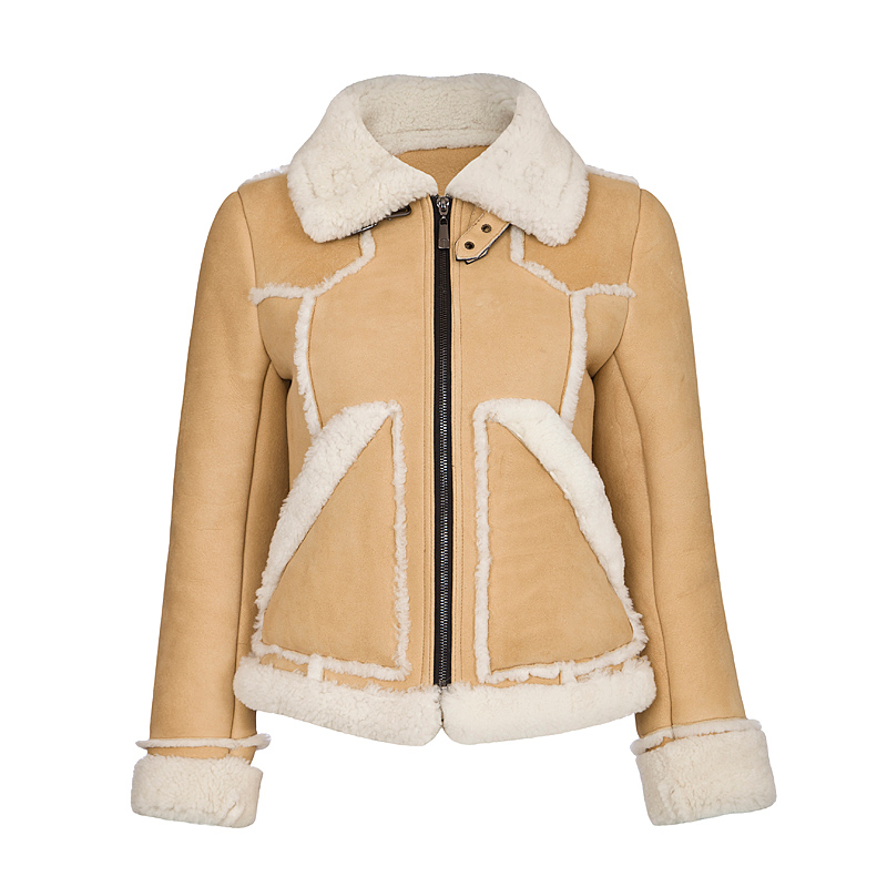 Merino Shearling Sheepskin Cropped Biker Jacket 102 Details 20