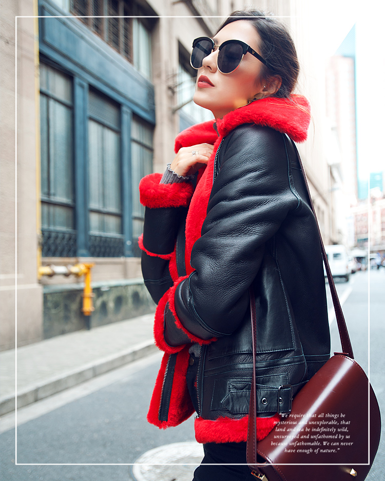 Merino Shearling Sheepskin Biker Jacket 103 Details 3
