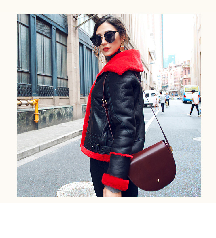 Merino Shearling Sheepskin Biker Jacket 103 Details 4
