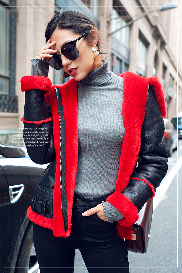 Merino Shearling Sheepskin Biker Jacket 103 Details 2