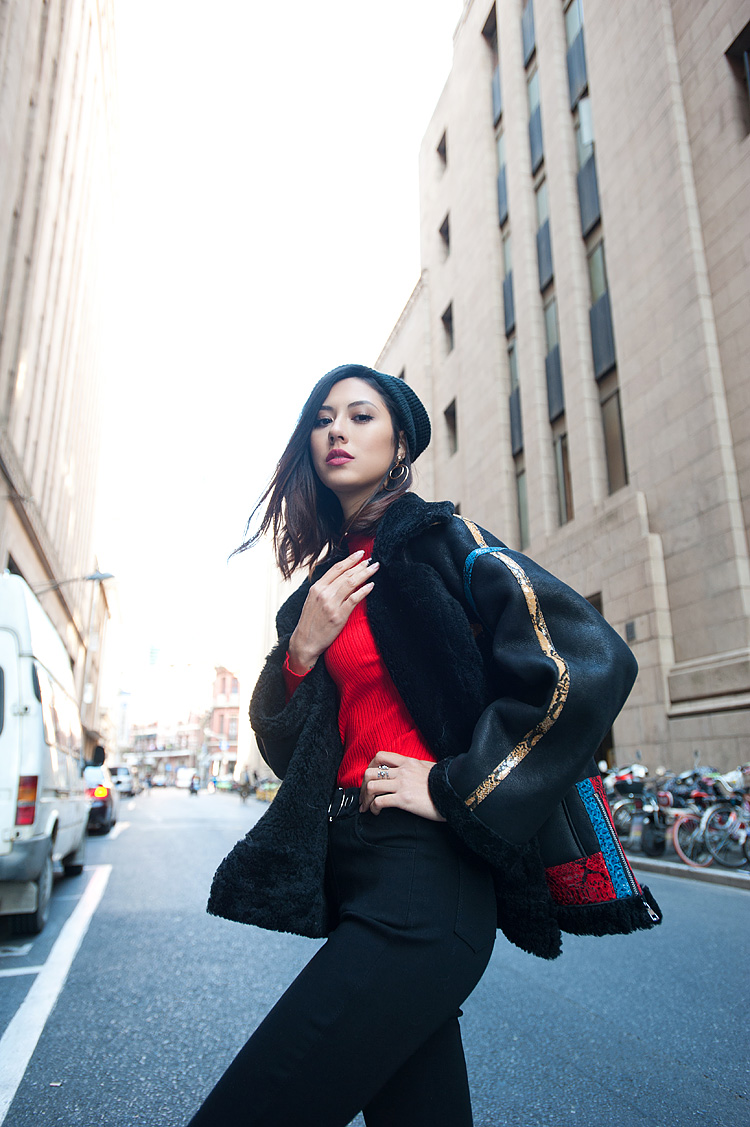 Merino Shearling Sheepskin Bomber Biker Jacket 105 Details 1