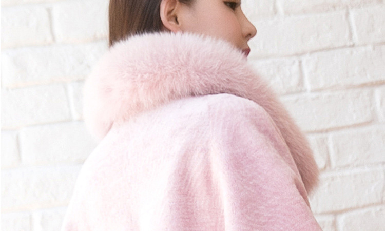 Shearling Lambwool Coat with Fox Fur Collar 735 Pink Details 4