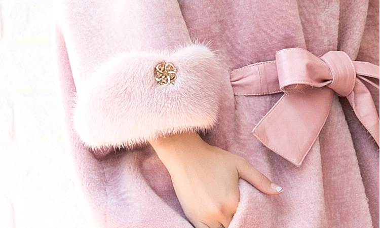Shearling Lambwool Coat with Fox Fur Collar 735 Pink Details 6