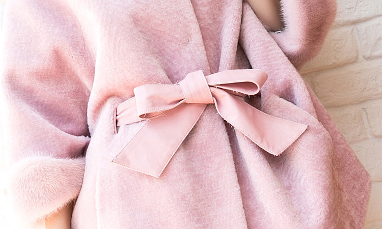 Shearling Lambwool Coat with Fox Fur Collar 735 Pink Details 5