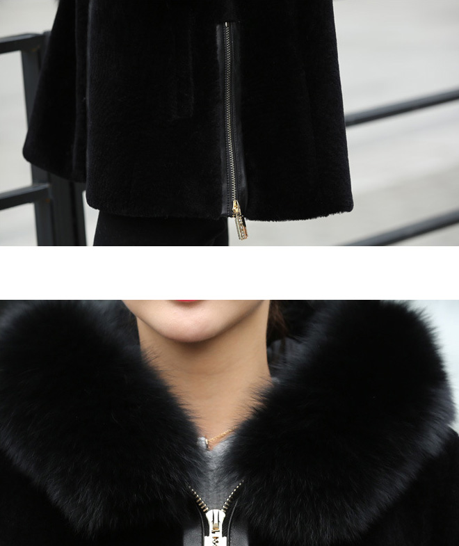 Hooded Shearling Lambpskin Jacket with Fox Fur Trim 768 Details 6