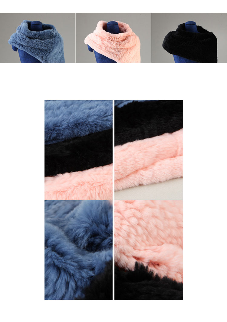 Knitted Rex Rabbit Fur Neck Warmer Capelet 848 Details 2