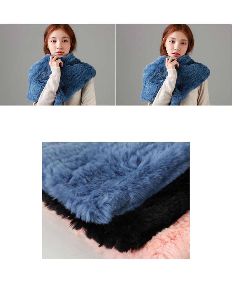 Knitted Rex Rabbit Fur Neck Warmer Capelet 848 Details 1