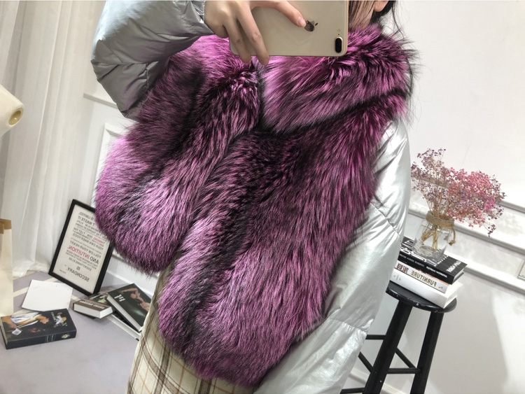 Silver Fox Fur Trimmed Down-filled Cropped Coat Jacket 0023-9